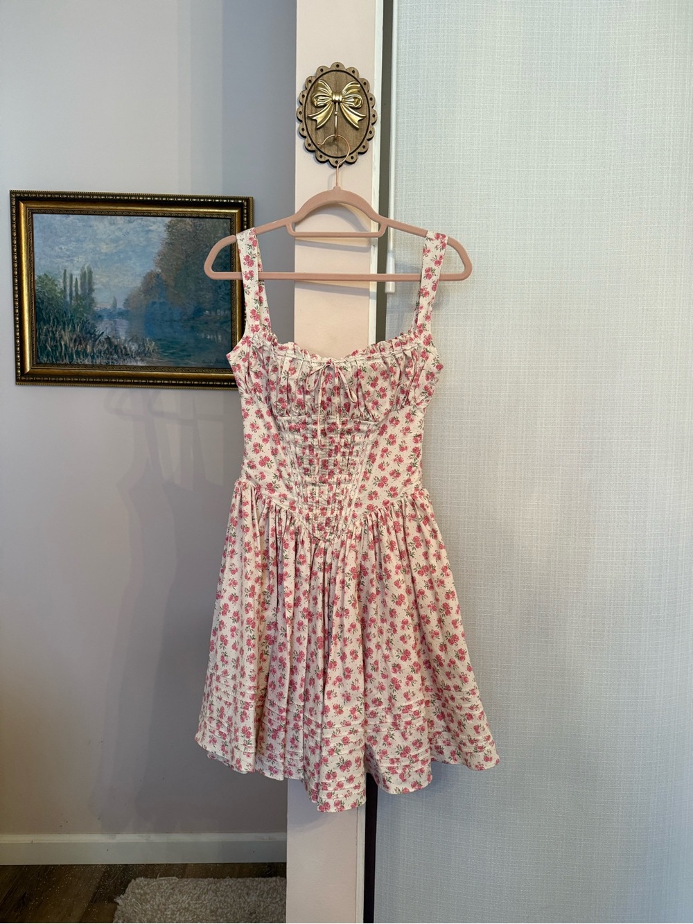 House of CB White Mini Dress with Pink Floral Print - Picture 4 of 7